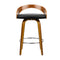 Set of 4 - Walnut Wood Bar Stools - Black and Brown