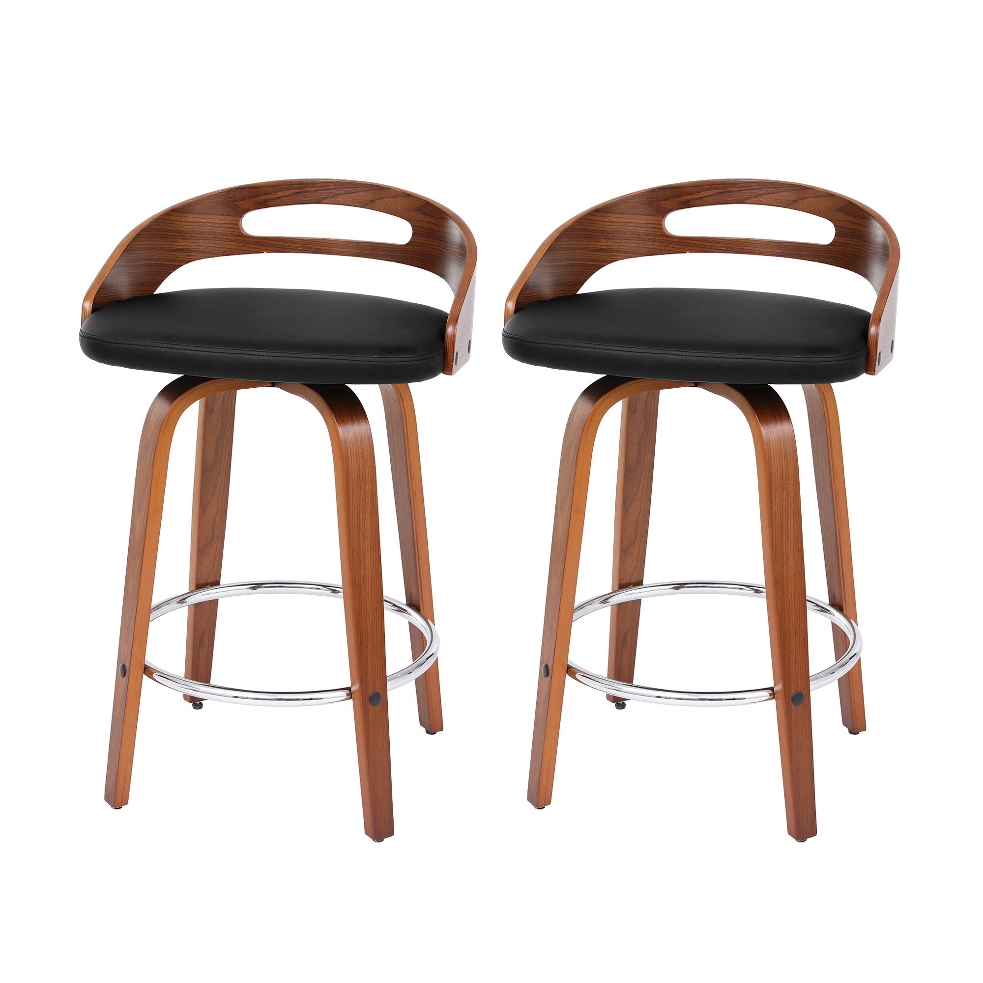 Nova 2x Bar Stools Swivel Dining Chairs Low Back Counter Seat PU Cushion