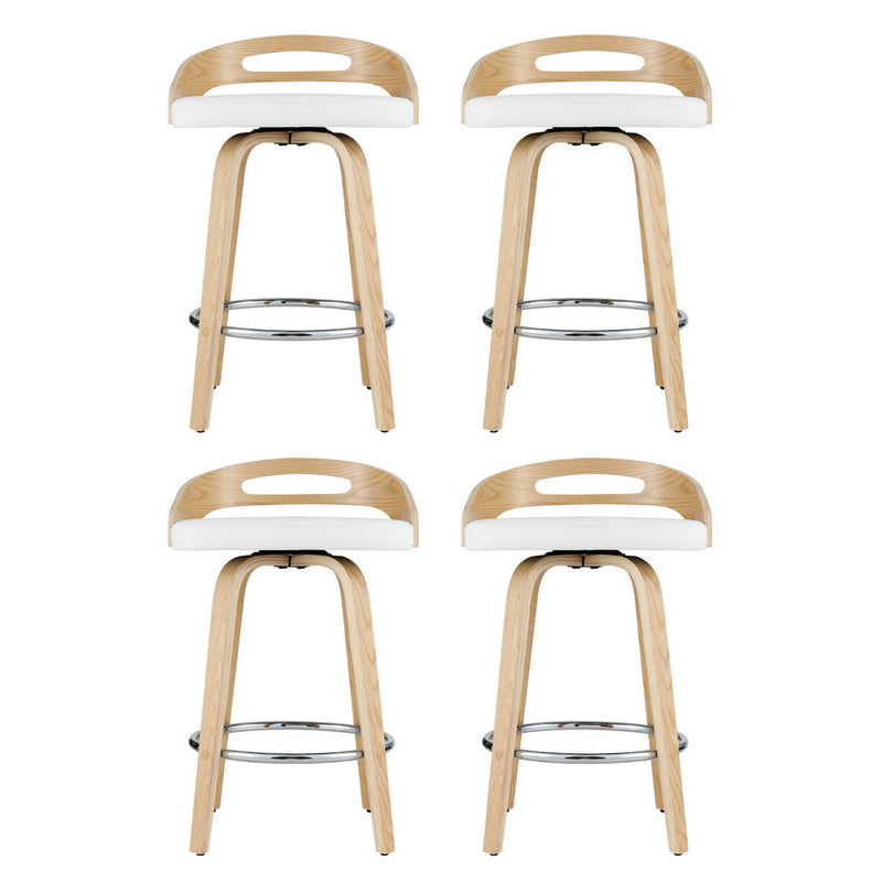 4 x Swivel Bar Stools – Low Back PU Seat