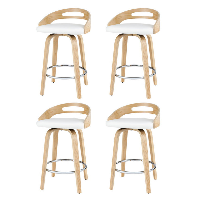 4 x Swivel Bar Stools – Low Back PU Seat