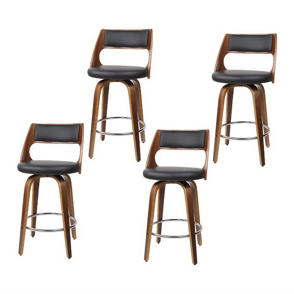 Arlo 4x Bar Stools Swivel Leather Chair 65cm