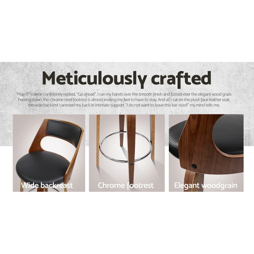 Reston Wood & Leather Bar Stools – Black – Set of 2