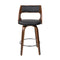 Set of 4 - Wooden & Leather Bar Stools - Black and Wood