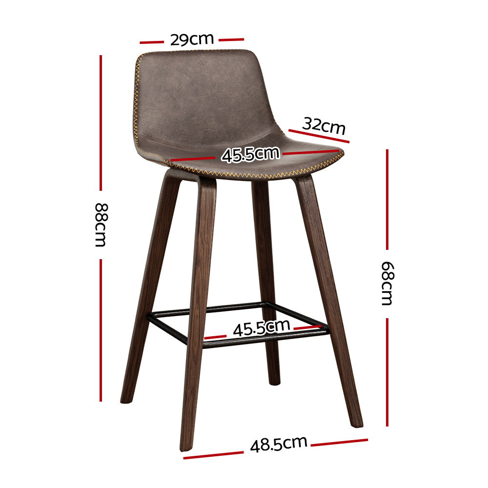 Brennan Leather Bar Stools – Brown – Set of 2