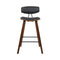 Set of 2 - Leather Circular Footrest Bar Stools - Black