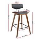 Set of 4 - Leather Circular Bar Stools - Black