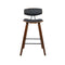 Set of 4 - Leather Circular Bar Stools - Black