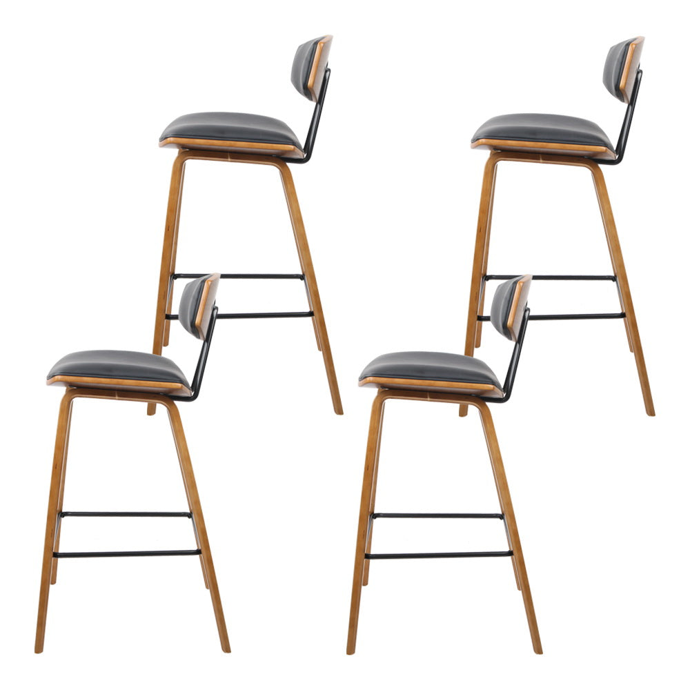 Haven Bar Stools with Backrest – Black – Set of 4