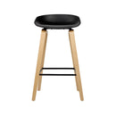 Set of 2 - Wooden Square Footrest Bar Stools - Black