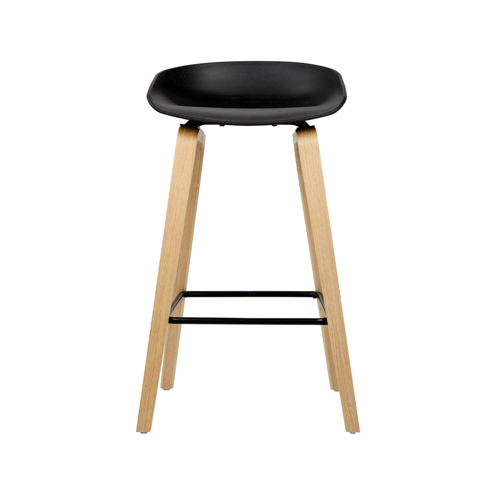 Kailor Wooden Square Footrest Bar Stools – Black – Set of 2