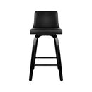 Set of 4 - Wooden Leather Bar Stool - Black