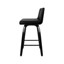 Set of 4 - Wooden Leather Bar Stool - Black