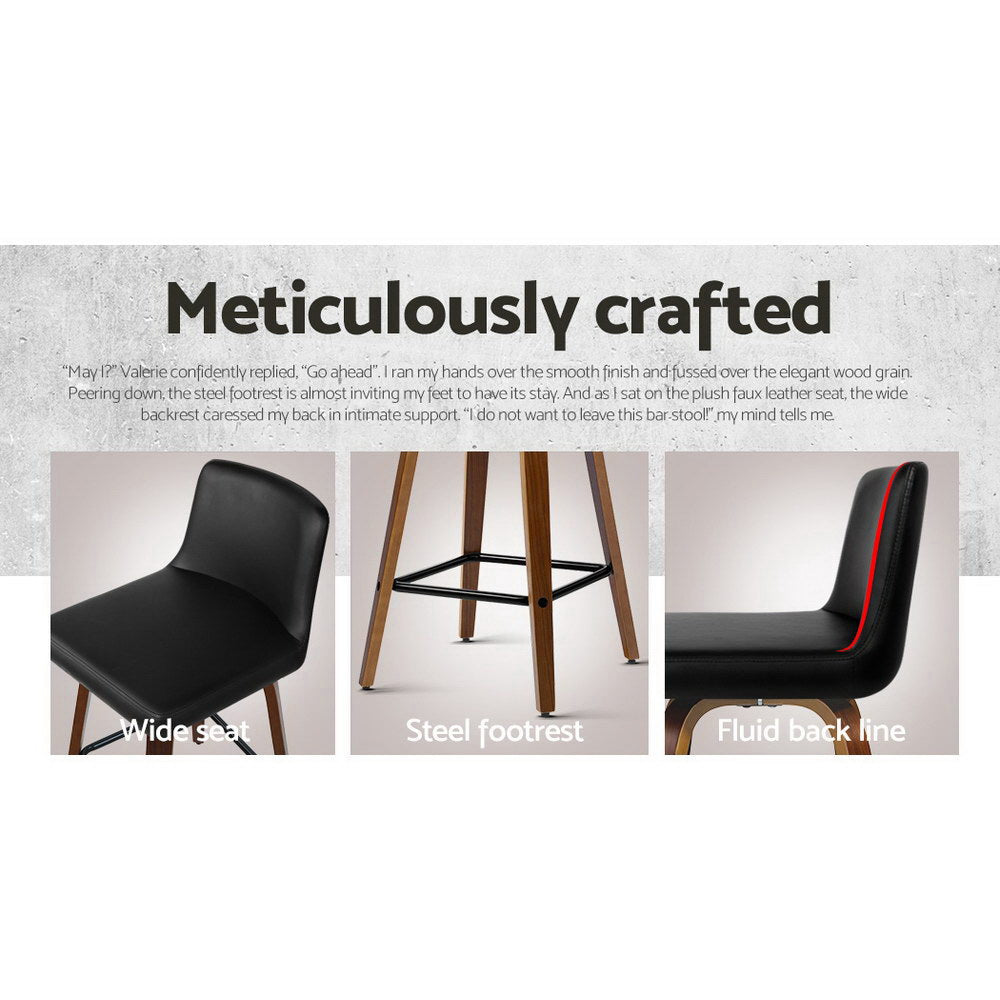 Kensington Leather Bar Stools – Black & Brown – Set of 2