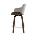 Velvet Bar Stool - Grey and Wood