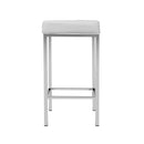 Set of 2 - Leather Backless Bar Stools - White and Chrome