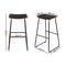 Set of 2 - Leather Backless Bar Stools - Black and Wood