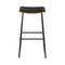 Set of 2 - Leather Backless Bar Stools - Black and Wood