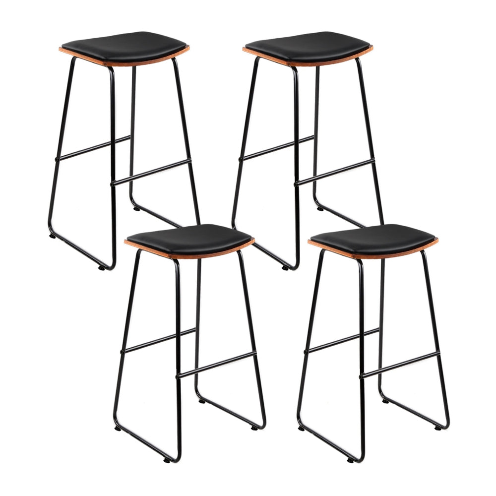 Cove 4x Bar Stools Leather Padded Metal