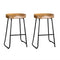 Artiss Set of 2 Elm Wood Backless Bar Stools 65cm - Black and Light Natural