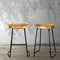 Set of 2 - Elm Wood Backless Bar Stools 65cm - Black and Light Natural