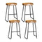 Artiss Set of 4 Elm Wood Backless Bar Stools 65cm - Black and Light Natural