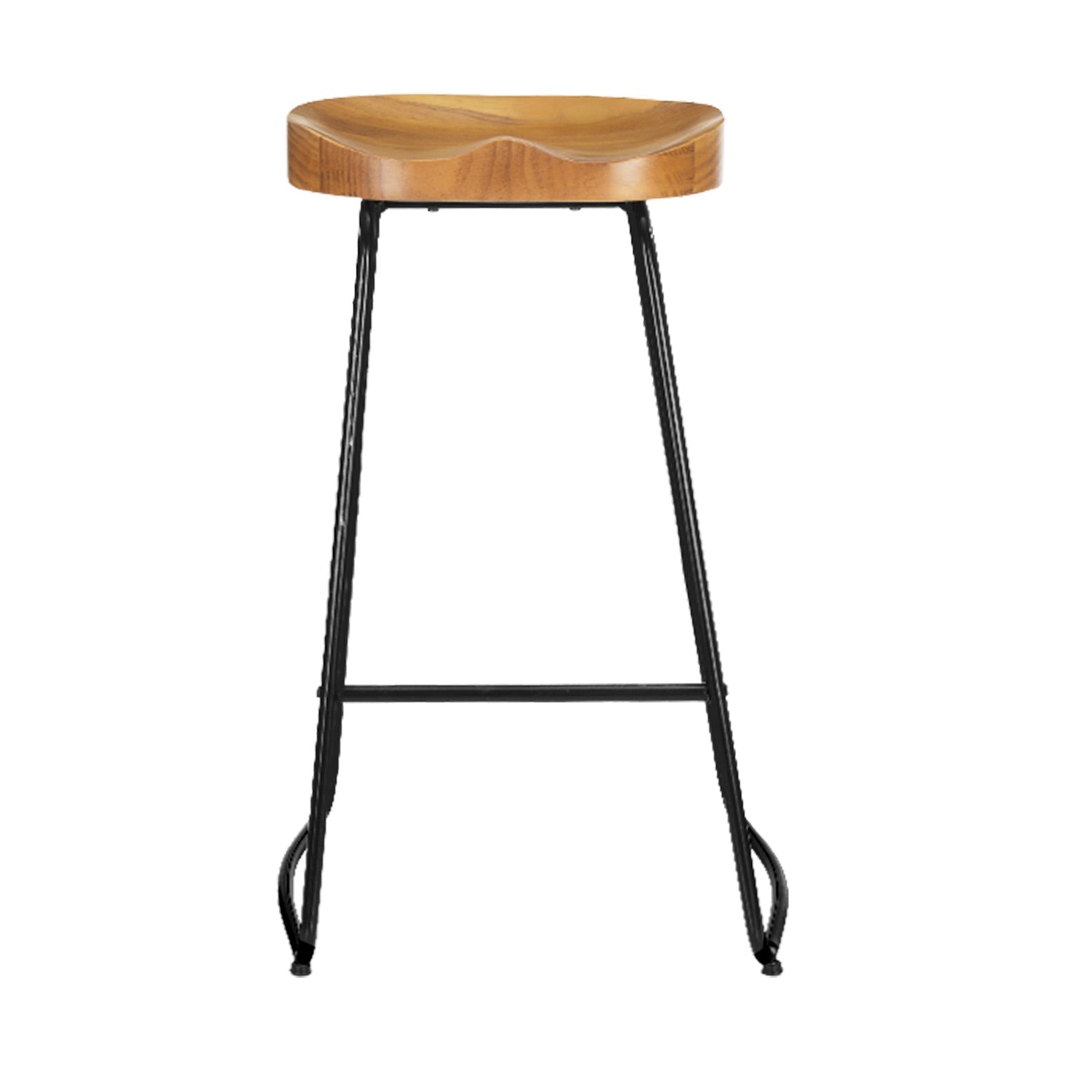 Kairo Industrial Bar Stools – Natural Wood – Set of 2
