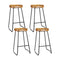 Artiss Set of 4 Elm Wood Backless Bar Stools 75cm - Black and Light Natural