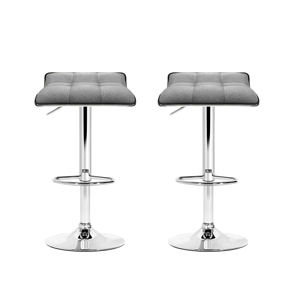 Nara Fabric Swivel Bar Stools – Grey – Set of 2