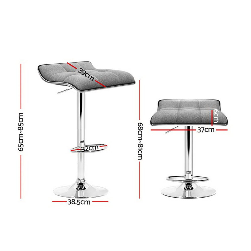 4 x Linen Bar Stools – Padded with Gas Lift