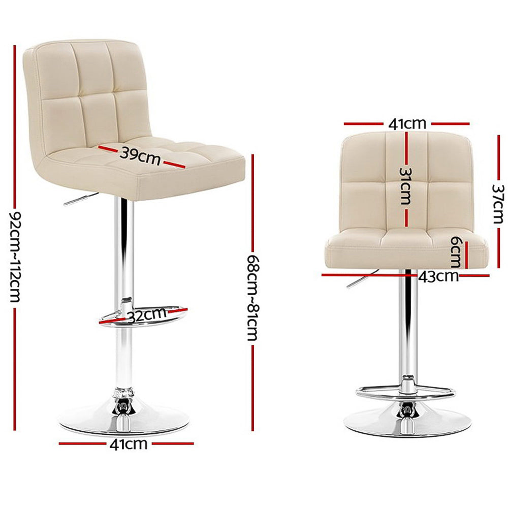 Carlton Leather Gas Lift Bar Stools – Beige – Set of 4