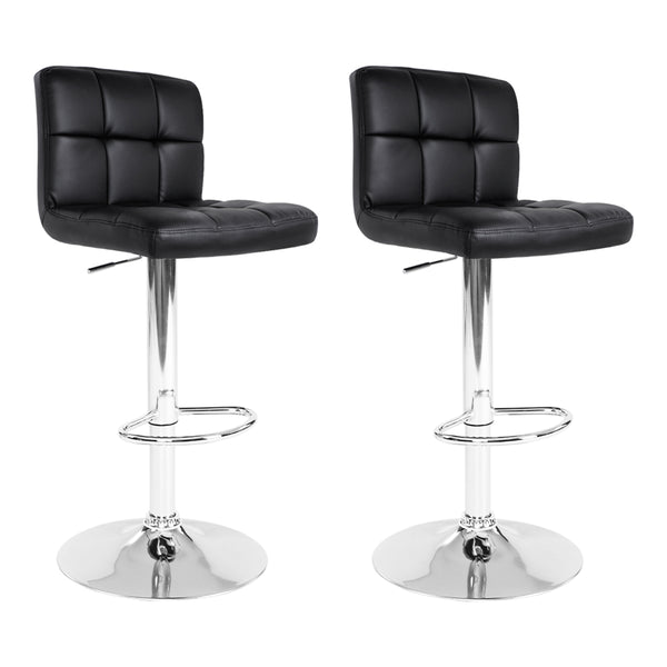 Artiss 2x Bar Stools Leather Gas Lift Black