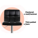 Leather Gas Lift Bar Stools - Set of 2 - Black