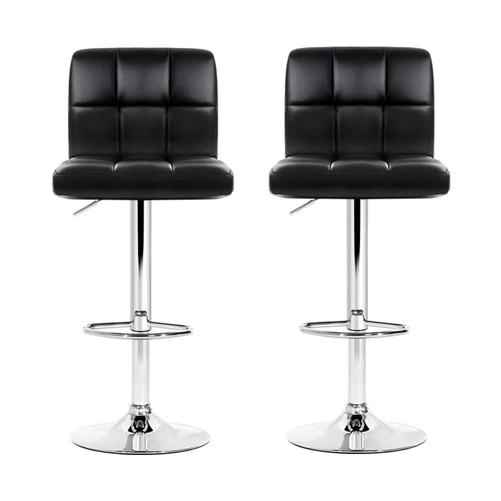 Metro Leather Gas Lift Bar Stools – Black – Set of 2