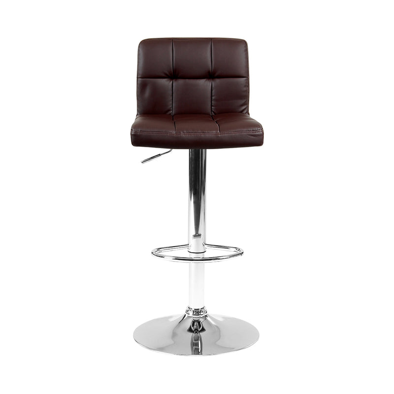 Set of 2 - Leather Gas Lift Bar Stools - Chocolate & Brown