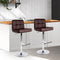 Set of 2 - Leather Gas Lift Bar Stools - Chocolate & Brown