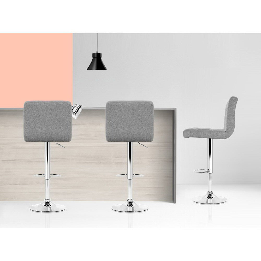Vantage Fabric Swivel Bar Stools – Grey – Set of 2