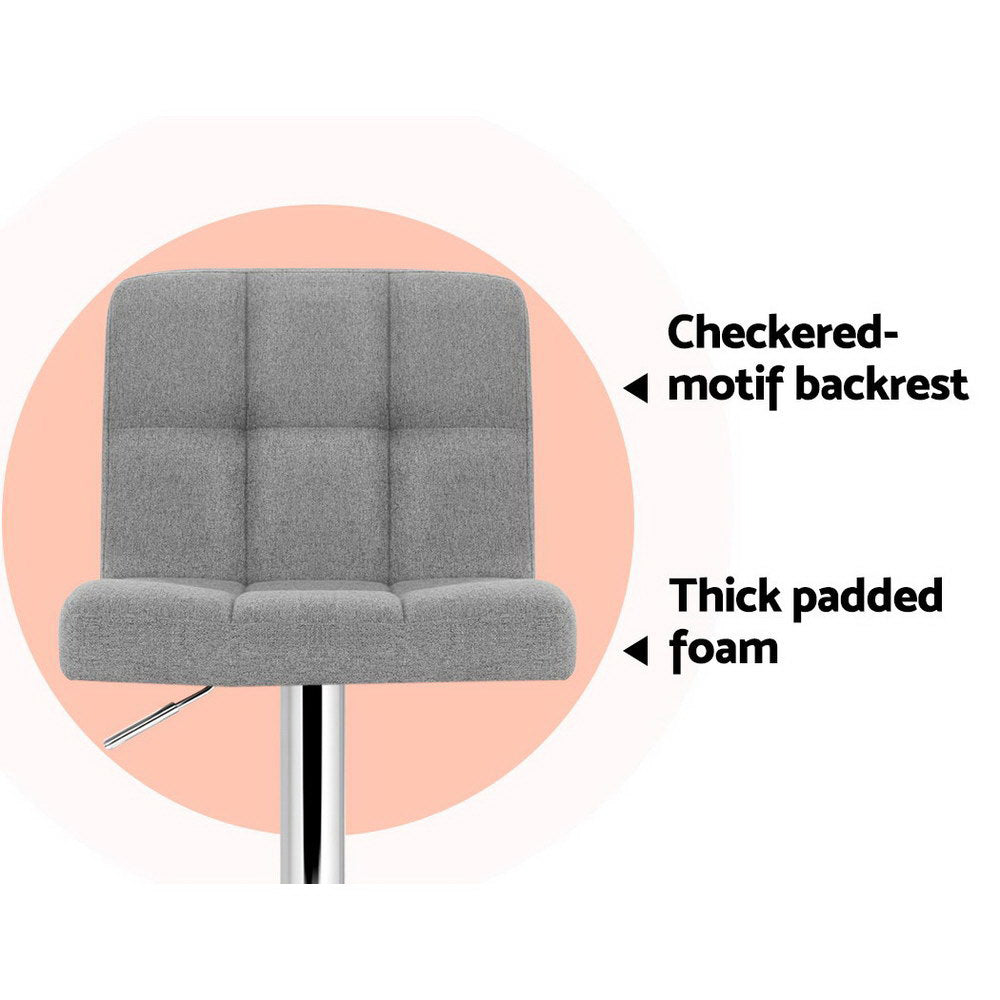 Vantage Fabric Swivel Bar Stools – Grey – Set of 2