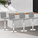 Set of 4 - Swivel Fabric Bar Stools - Grey