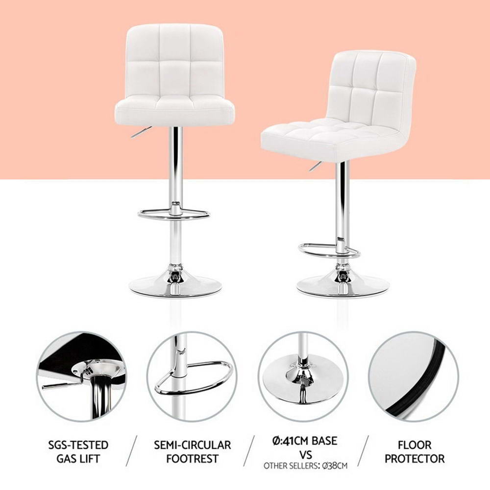 Maxim Gas Lift Bar Stools – White – Set of 4