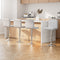 4 x Leather Bar Stools – Gas Lift Base, White Finish