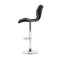 Set of 4 - Leather Patterned Bar Stools - Black and Chrome