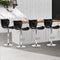 Set of 4 - Leather Patterned Bar Stools - Black and Chrome