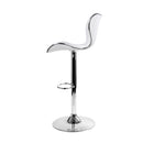 Set of 2 - Leather Patterned Bar Stools - White and Chrome