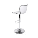 Set of 2 - Leather Patterned Bar Stools - White and Chrome