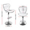 Set of 4 - Leather Patterned Bar Stools - White and Chrome