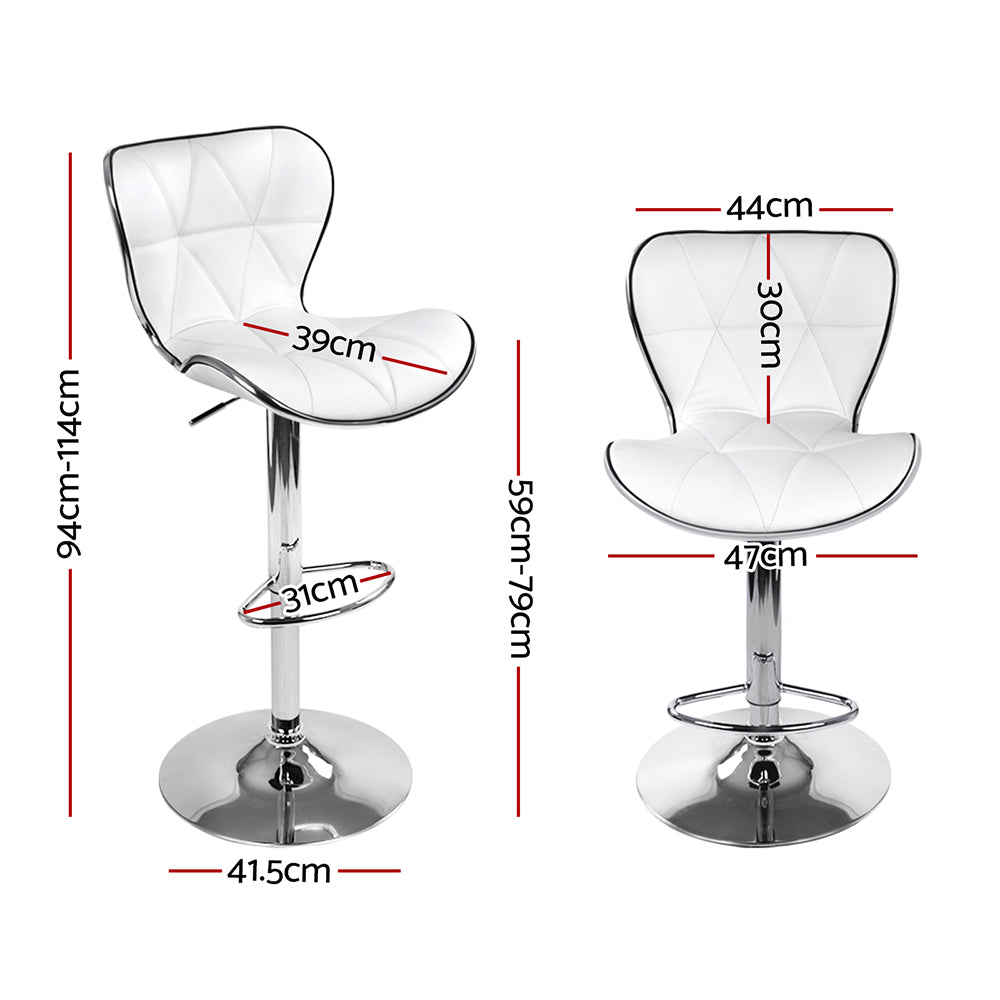 Alderon Gas Lift Bar Stools – White – Set of 4