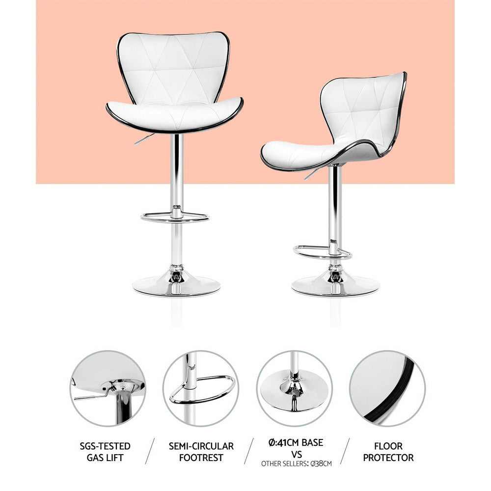 Alderon Gas Lift Bar Stools – White – Set of 4