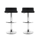 Set of 2 - Leather Wave Style Bar Stools - Black