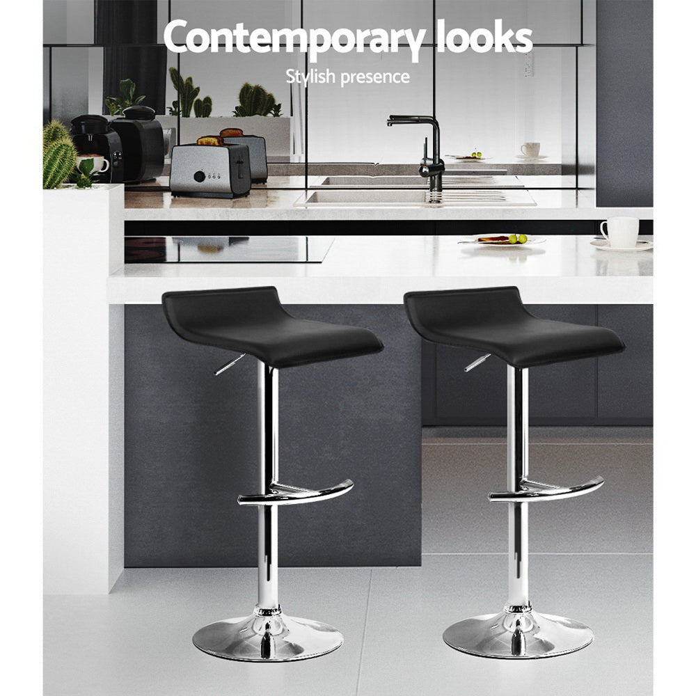 Serano Gas Lift Leather Bar Stools – Black – Set of 4