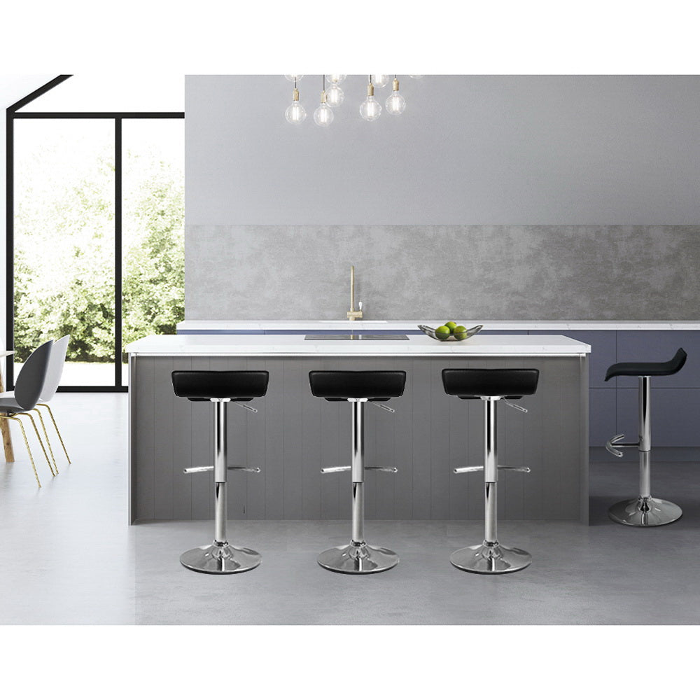 Serano Gas Lift Leather Bar Stools – Black – Set of 4